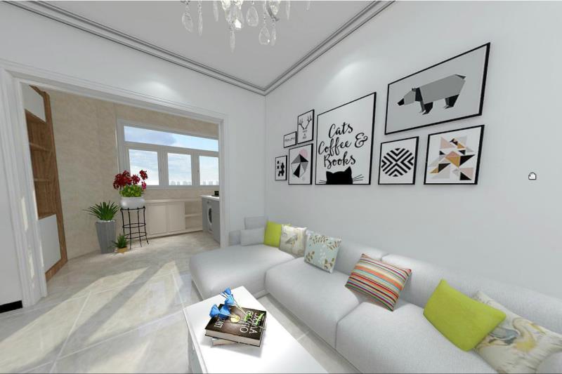 柔软的沙发及配饰，使白色空间更显得空间不单调，给空间刚硬结合的跃动之感。